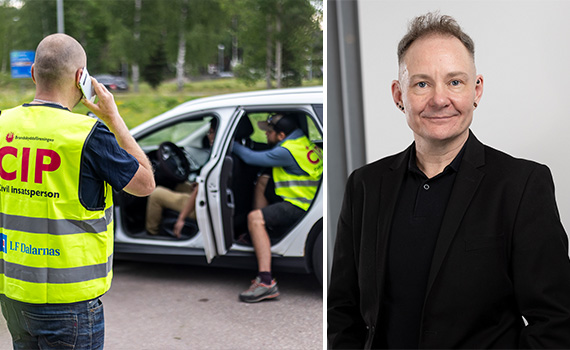 CIP insats vid trafikolycka samt närbild på en person framifrån