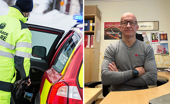 En person som tittar rakt fram samt en person som går in i en bil