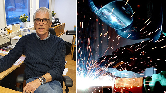 Bengt Sameby och bild på någon som svetsar och