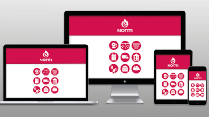 3 digitala enheter som visar tjänsten eNorm