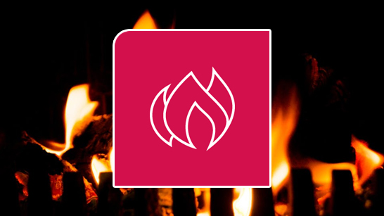 Symbol för inomhuseldning och en bakgrund på eld