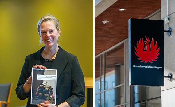 Emelie Lantz håller i en forskningsrapport